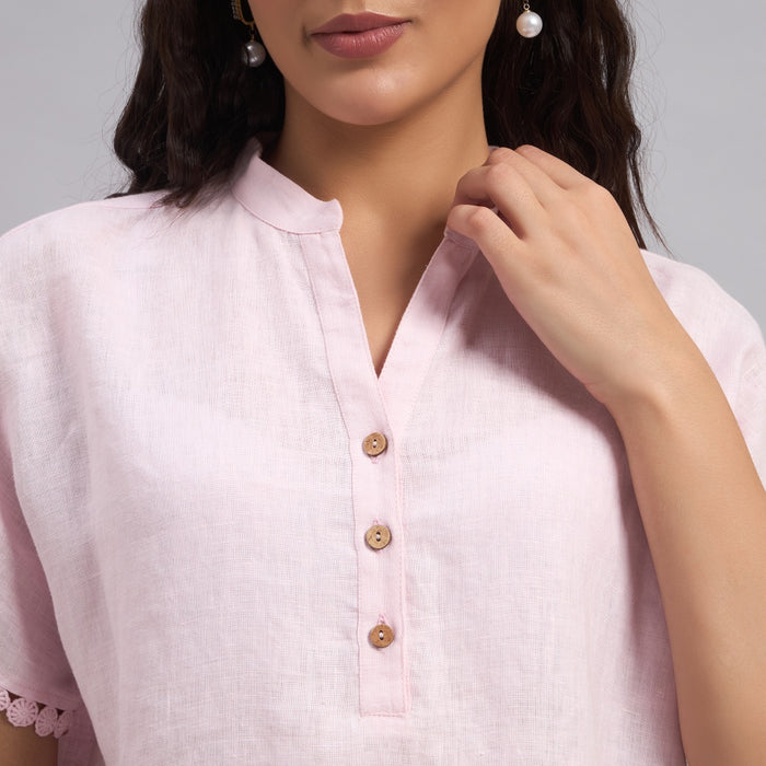 Evora Linen Blouse Pink