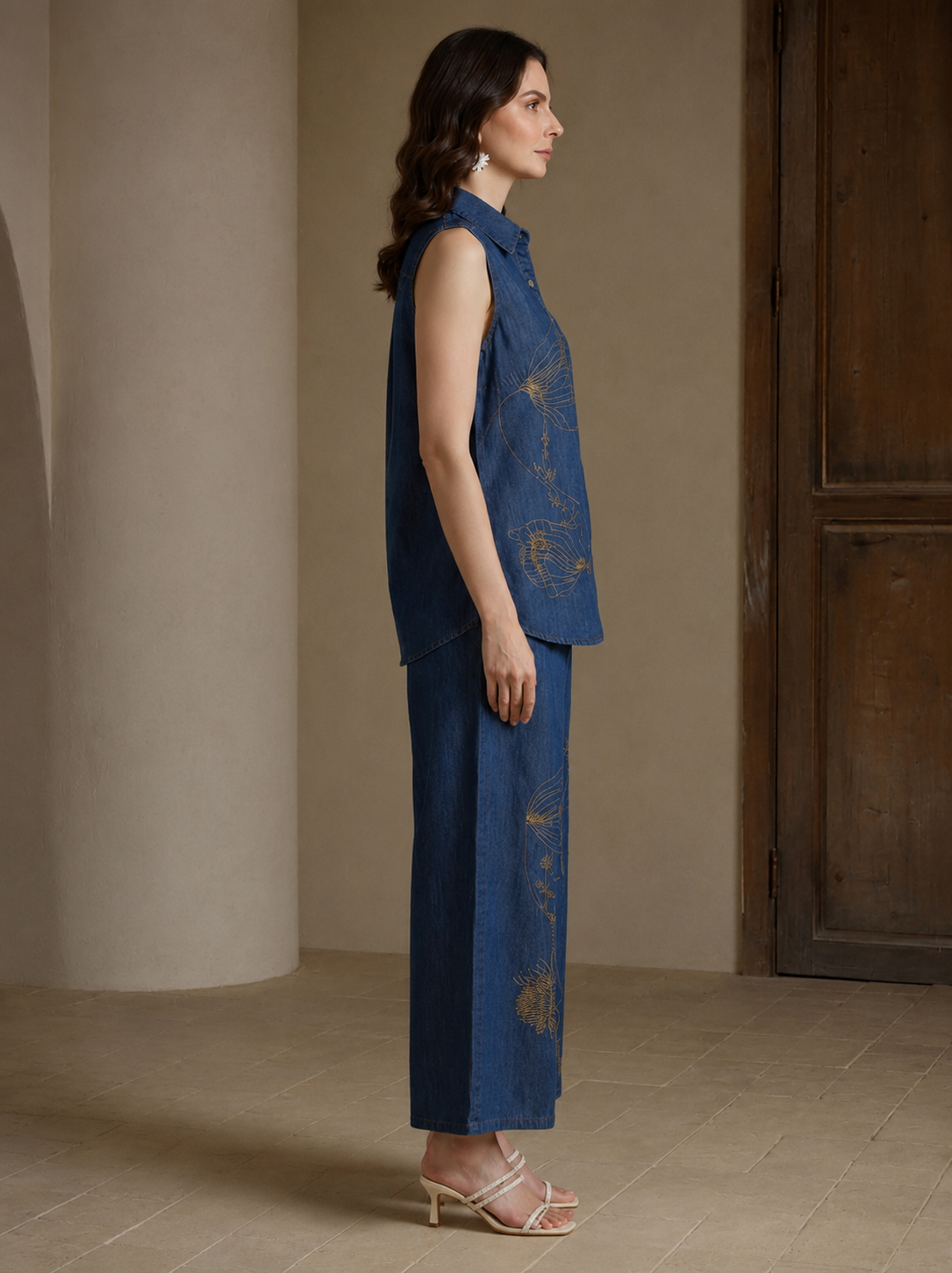 Embroidered Denim Co-Ord Set