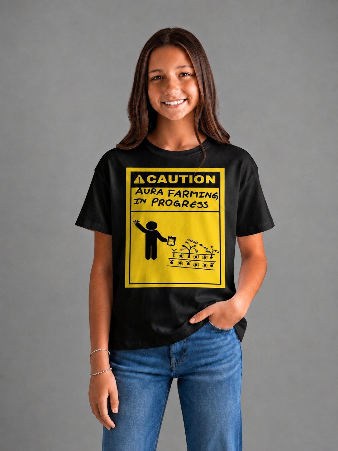 Caution Tee in Black