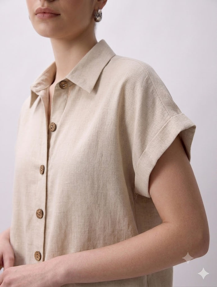 Clara Classic Shirt in Beige