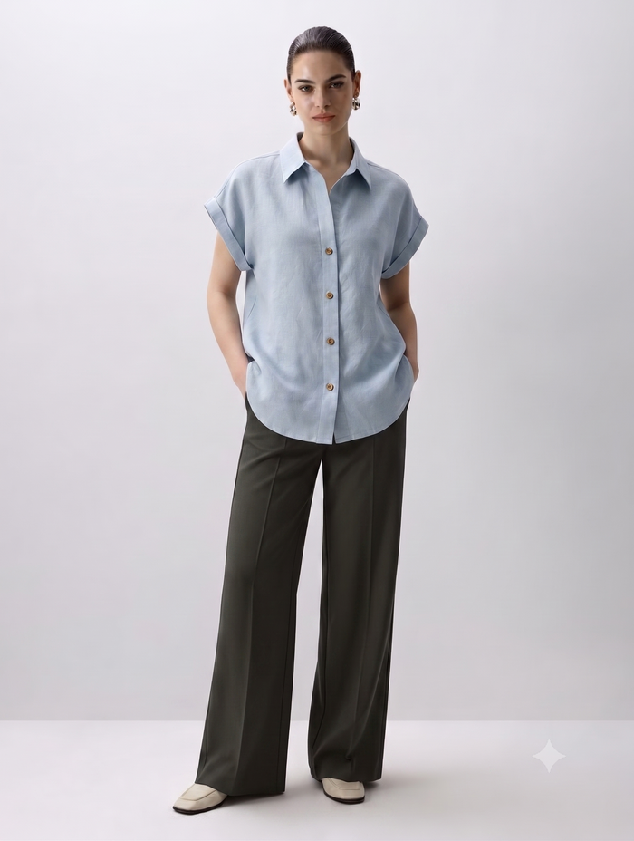 Clara Classic Shirt Powder Blue