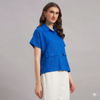 The Edit Linen Shirt Cobalt Blue
