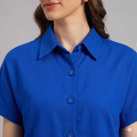 The Edit Linen Shirt Cobalt Blue
