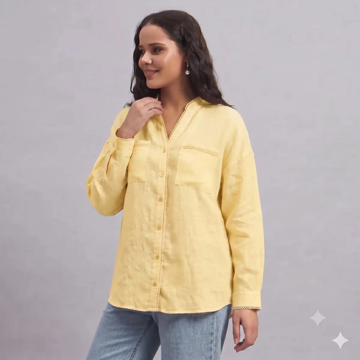 Aurelia Linen Shirt in Yellow