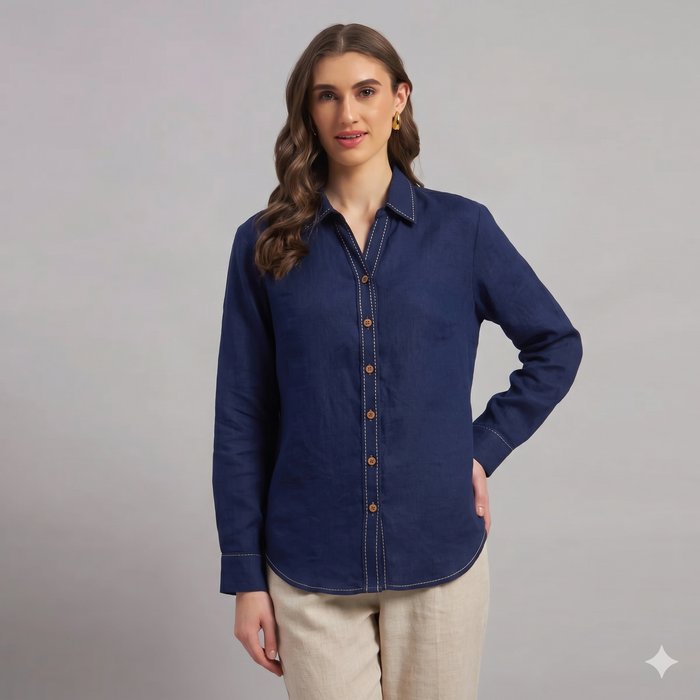 Drift Linen Shirt Navy