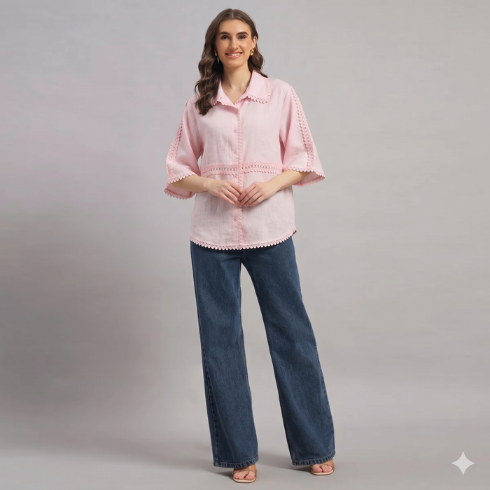 Celesta Lace Shirt In Pink