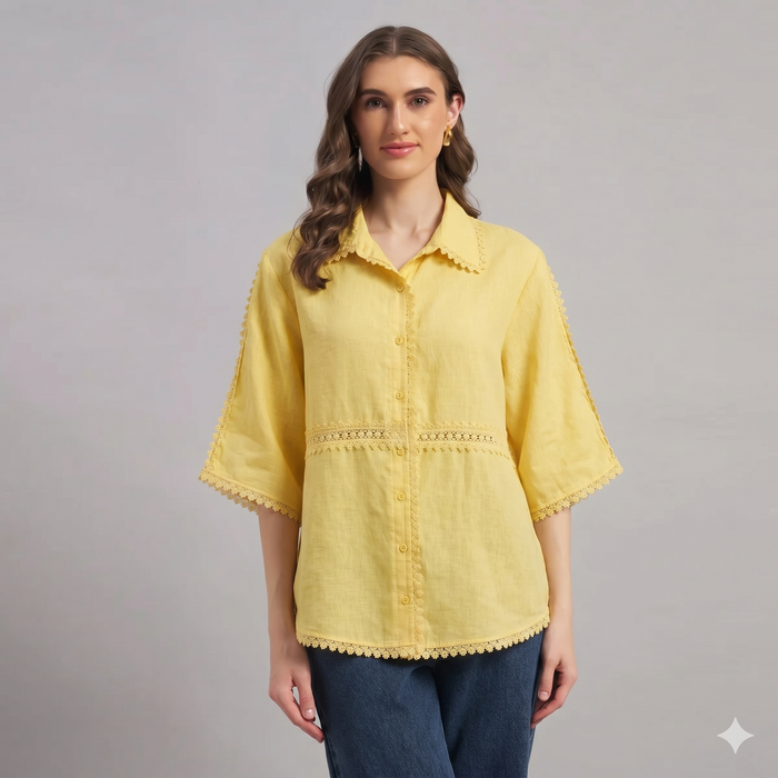 Celesta Lace Shirt In Yellow