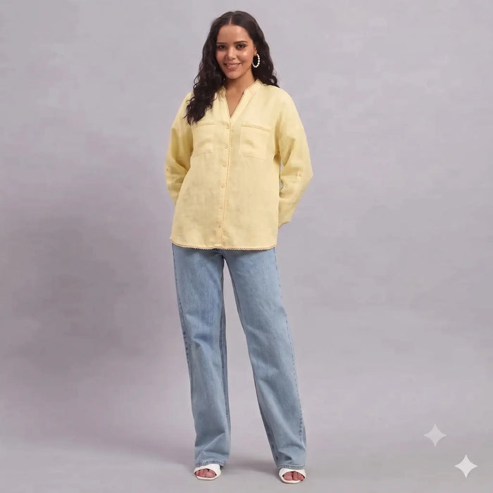 Aurelia Linen Shirt in Yellow