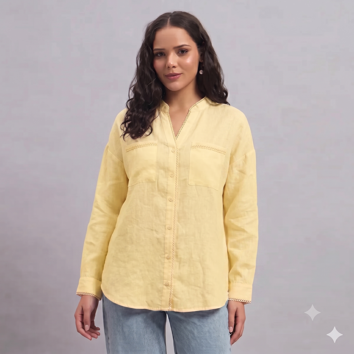 Aurelia Linen Shirt in Yellow