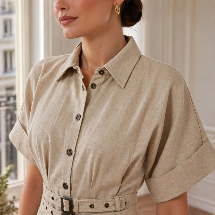 Joey Belted Linen Shirt Dress