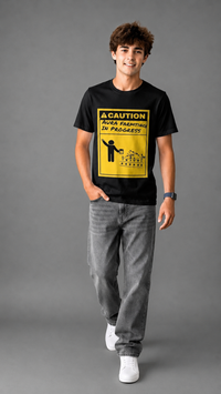 Caution Tee in Black