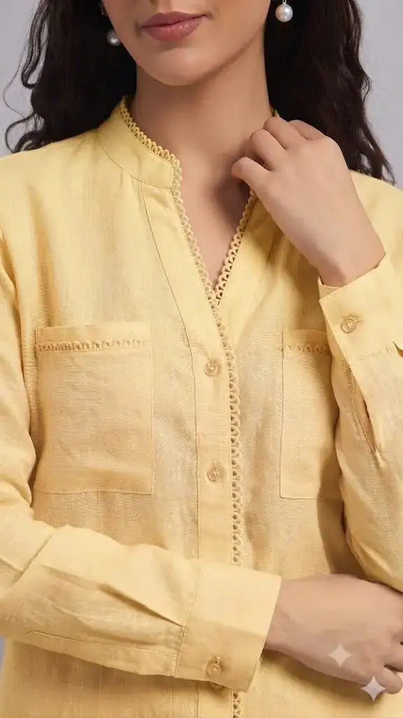 Aurelia Linen Shirt in Yellow