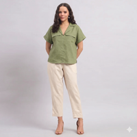 Linen Safari Shirt in Lipstick Red