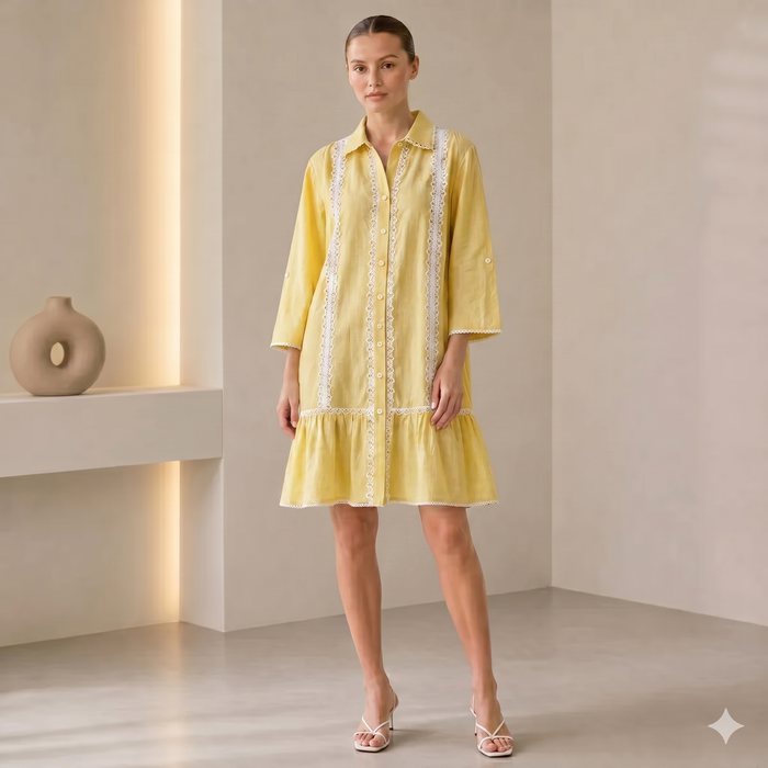 Riviers Shirt Dress in Lemon Yellow