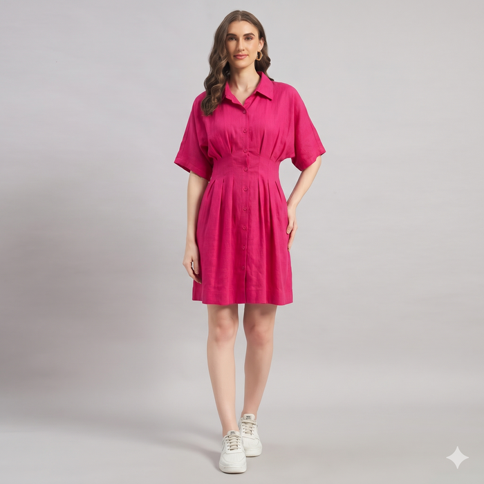 Willow Shirt Dress Hot Pink