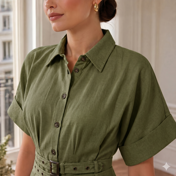 Joey Belted Linen Aloe