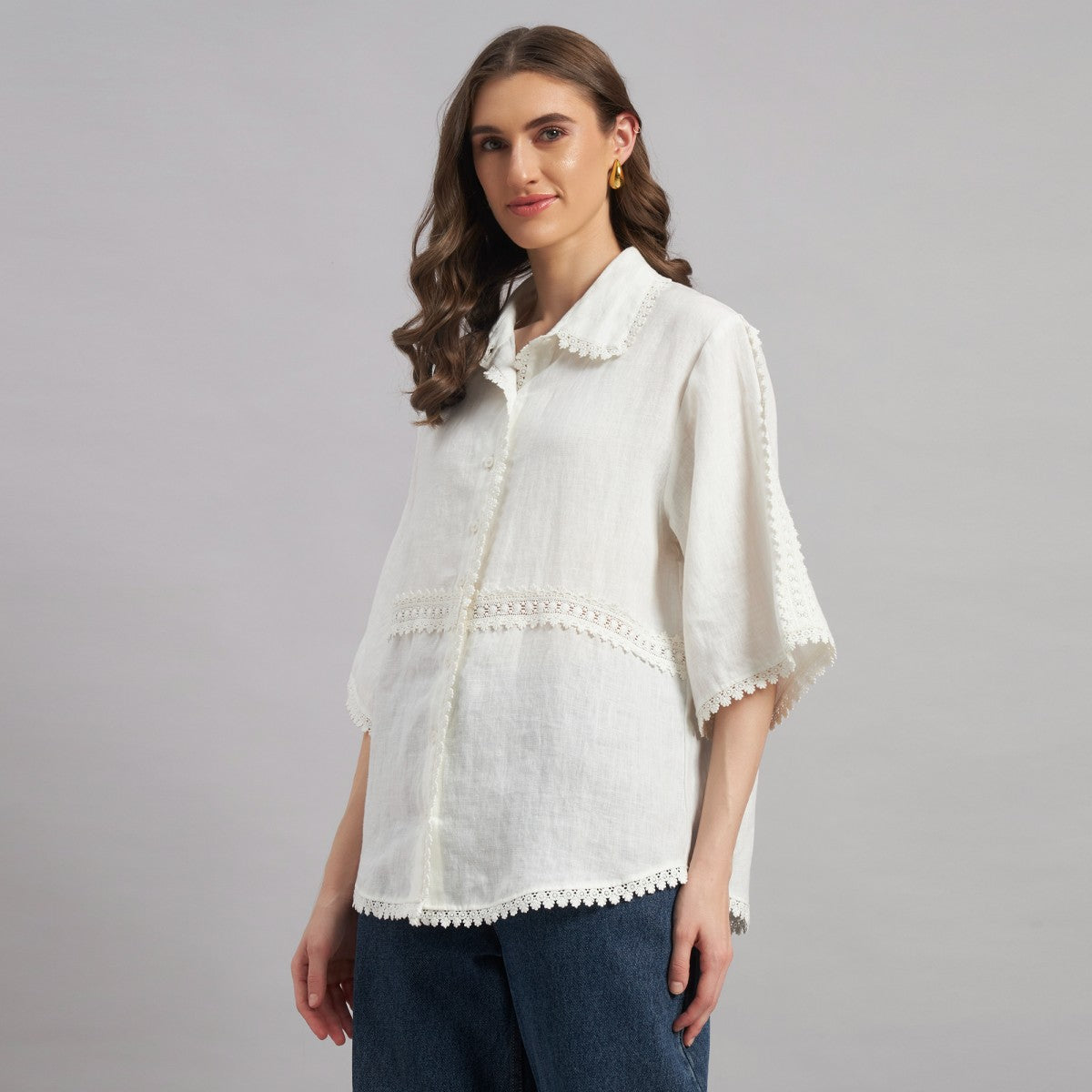Celesta Lace Shirt In Pink