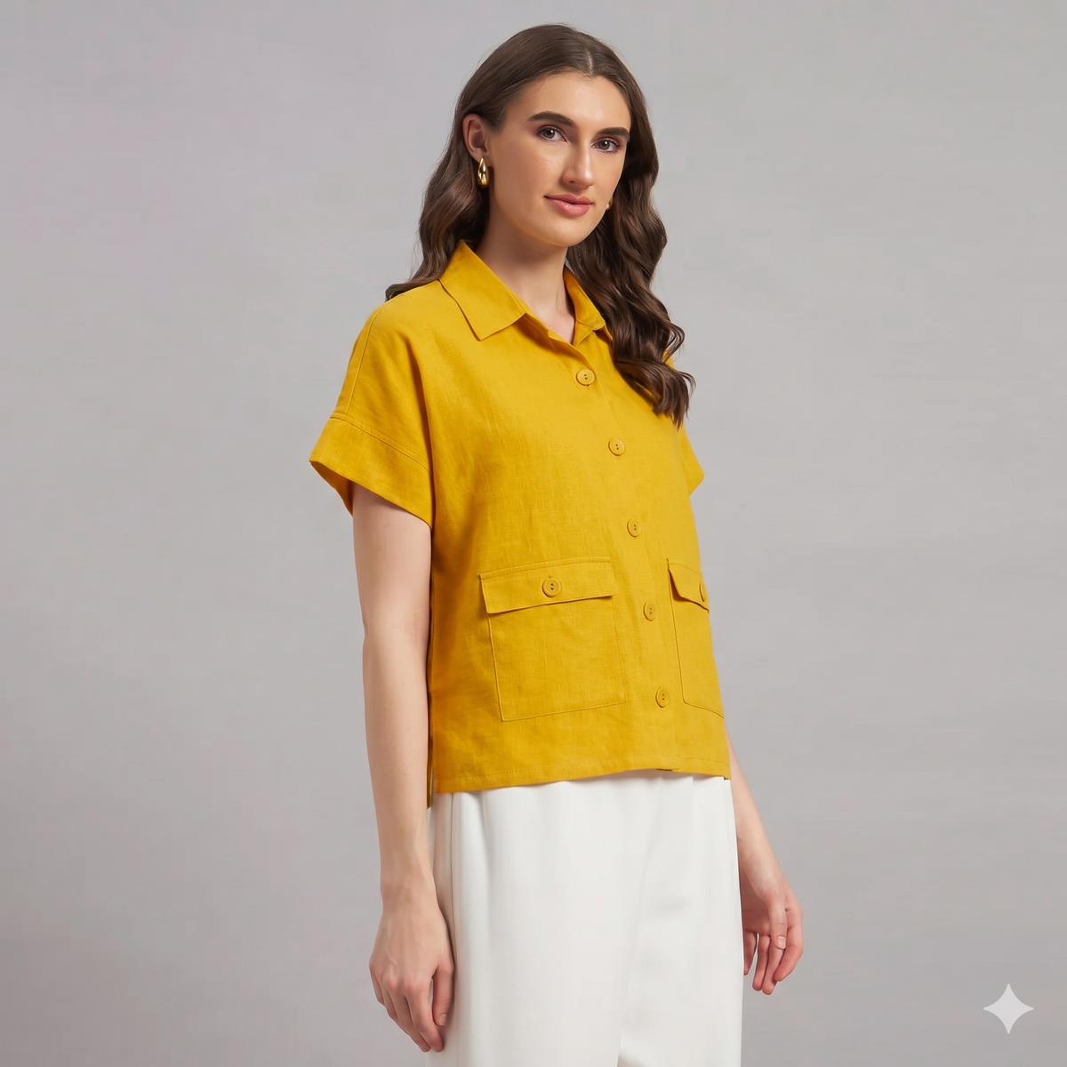 The Edit Linen Shirt Cobalt Blue