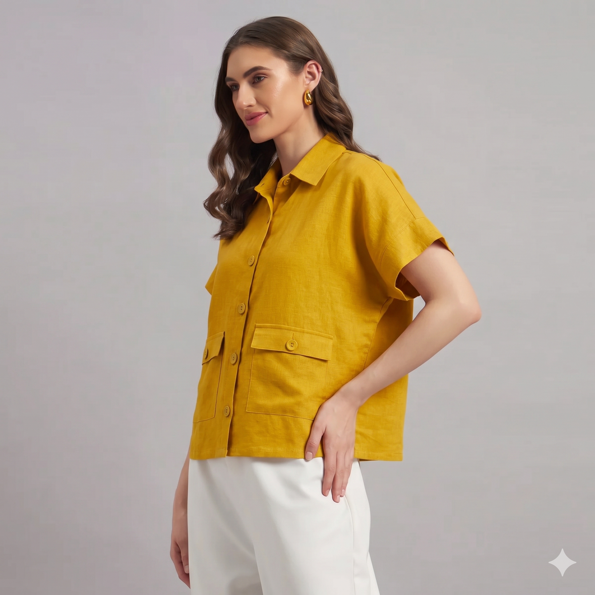 The Edit Linen Shirt Cobalt Blue