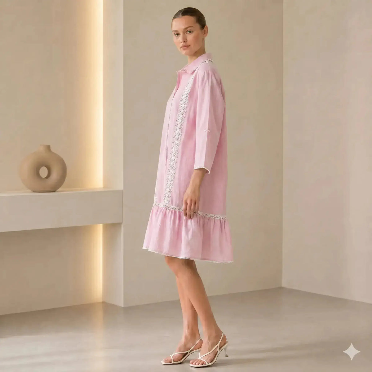 Riviers Shirt Dress in Pink